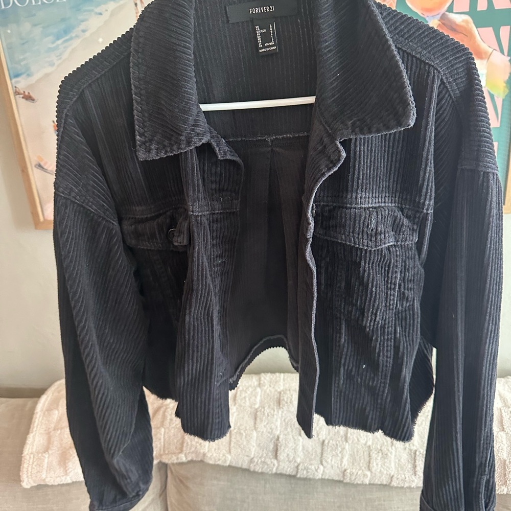 Forever 21 Dark Corduroy Jean Jacket